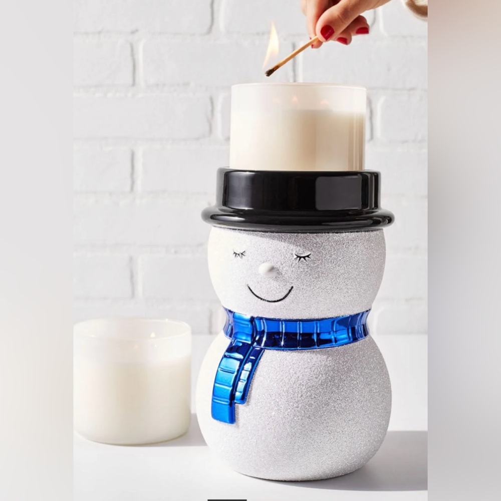 Bath & Body Works Christmas SNOWMAN Ceramic Large 3 wick Candle Holder New